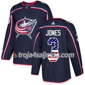 Blue Jackets tröja Seth Jones 3 Adidas 2017-2018 Marinblå USA Flag Fashion Authentic - NHL Tröjor Herr